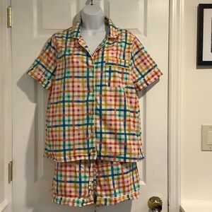 PRINTFRESH ANTHROPOLOGIE OhJoy 100% Organic Cotton Multicolor Plaid Pajama Set M